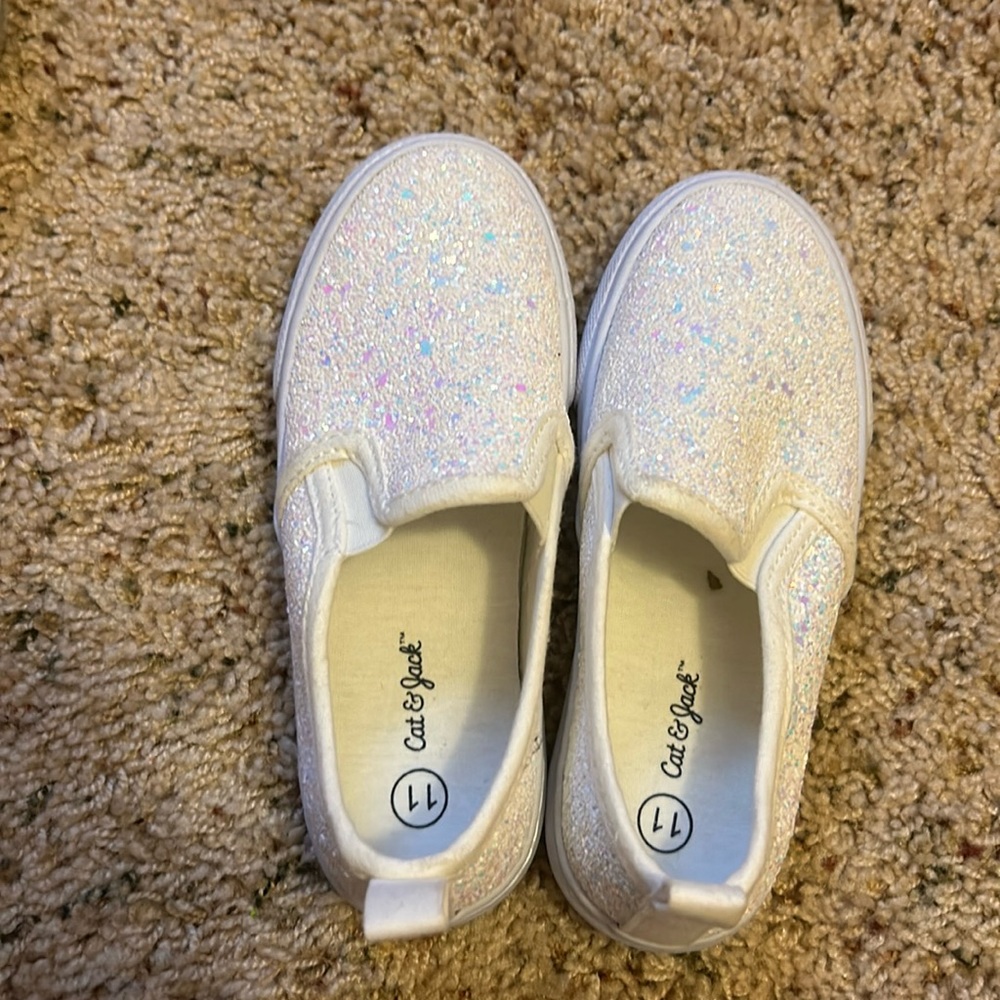 Size 11 Cat and Jack white sparkly shoes